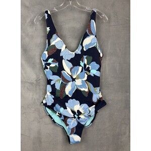 Athleta Seychelles One-Piece Swimsuit Womens Large Tall Blue Floral Print